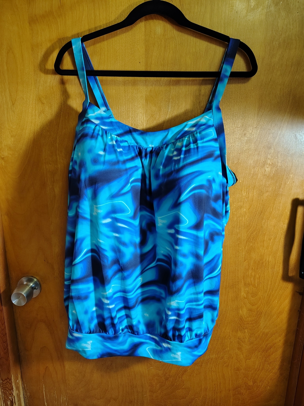 Blue Marble-Print Women's Tank Top